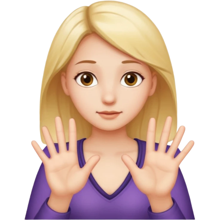 a girl with one had above her chest and one below the other with 6 above the first one and 7 above the second emoji