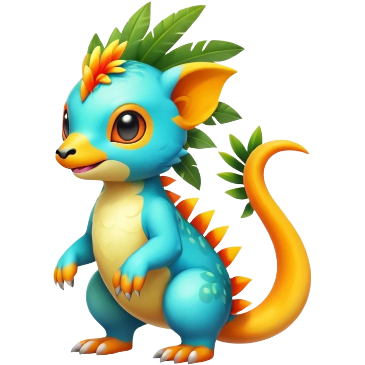 Cute cool fantasy tropical animal hybrid Fakemon full body emoji