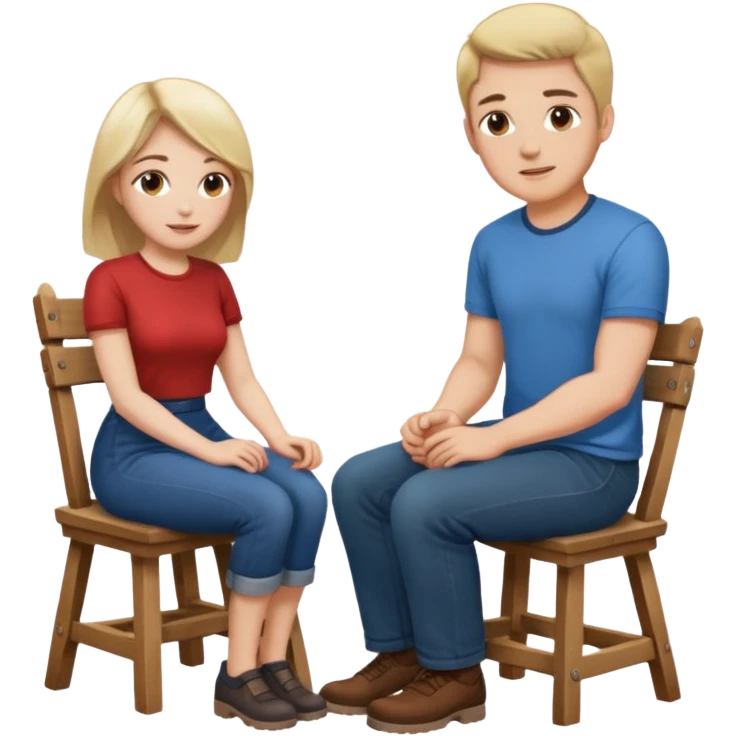 MaN sitting on chair Woman kneeling emoji