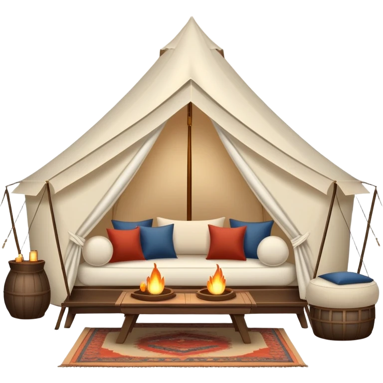 luxury glamping tent with elegant furniture and decorations emoji