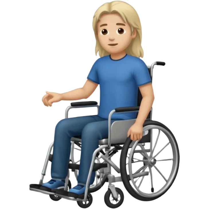 torso of a man with long hair, no legs, sitting in a wheelchair emoji