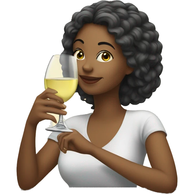 one young woman in love drinking white wine emoji