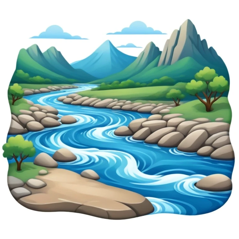 Flowing river with clear blue water and small waves emoji