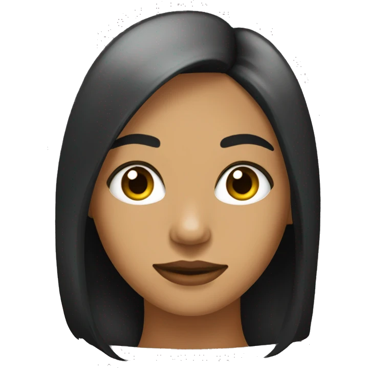 Chica de pelo largo negro, ojos negros,  delgada emoji