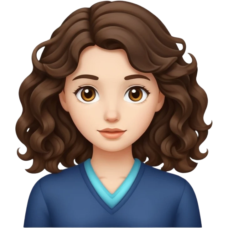 brunette girl with wavy hair emoji