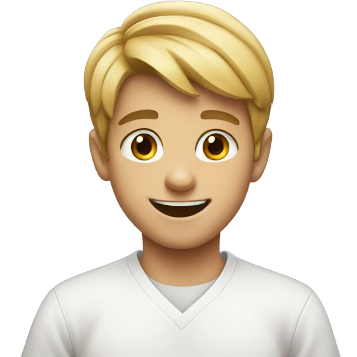 smiling boy in white shirt emoji