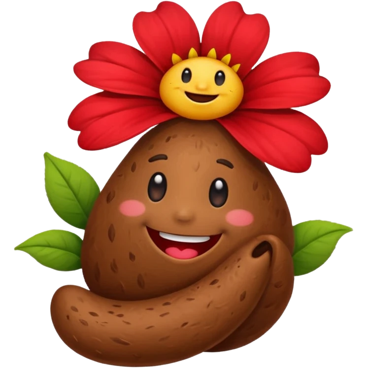 a little poop, who give a red flower emoji
