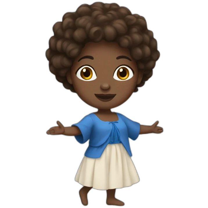 The folk french black woman dance, blue eyes, brown hair emoji
