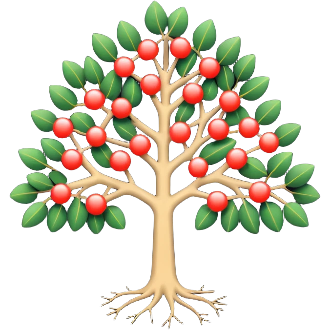 Minimalistic flat vector icon, iOS style, thin black contour on white background. Binary tree diagram with connected nodes. Clean, no text, no shadows emoji