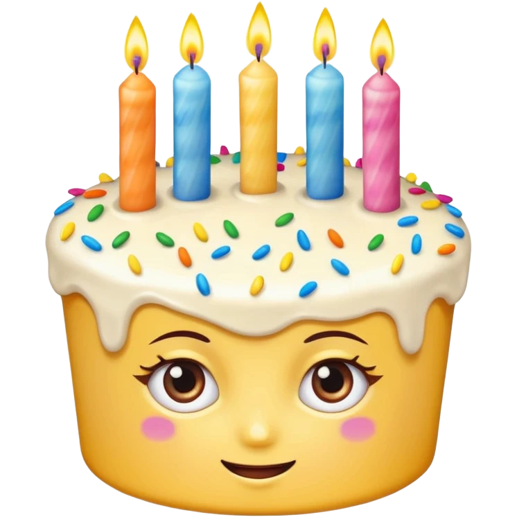 birthday cake with eyes and candles emoji