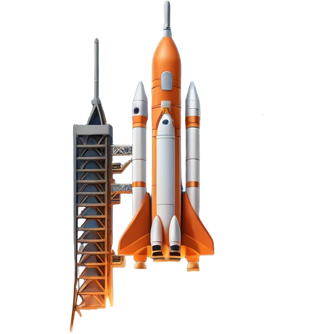 Cinematic shot of a heavy rocket lifting off from a launchpad, massive pillars of fire and smoke, dramatic lighting emoji