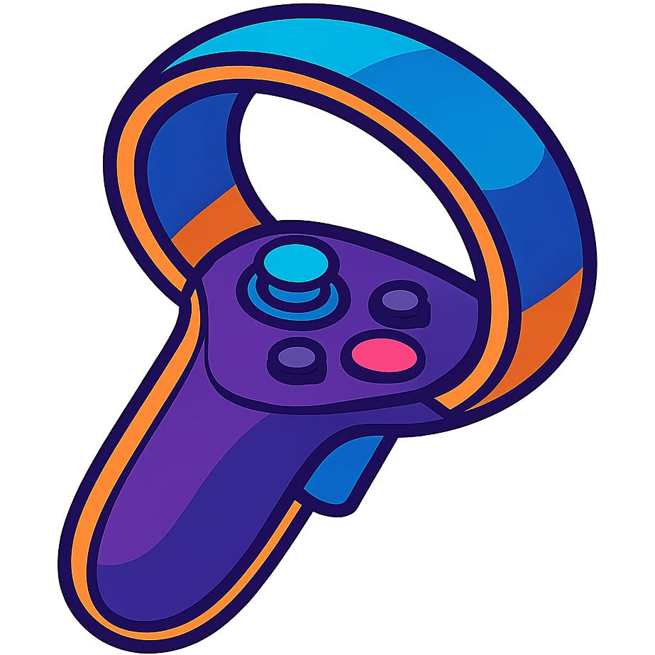 VR controller, sleek design, futuristic look, vibrant toon style emoji