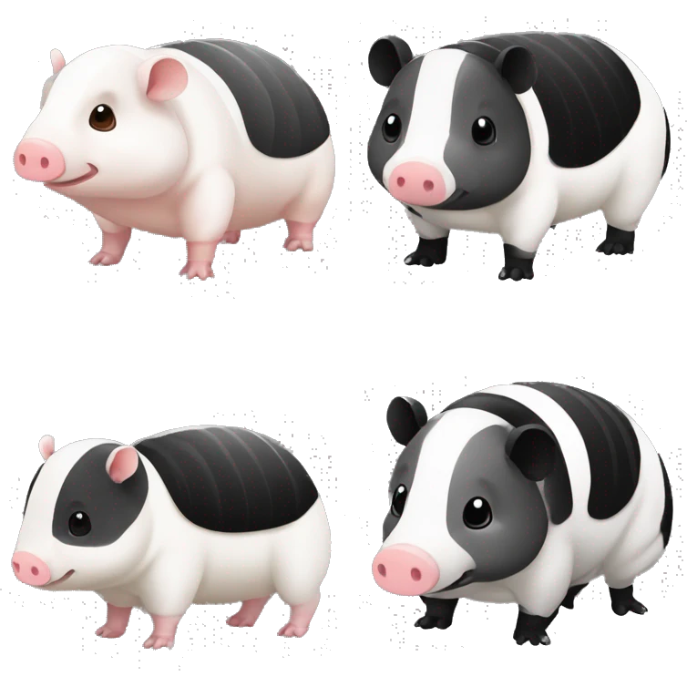 Black and white piebald chubby armadillo pig panda centipede armadillo  emoji