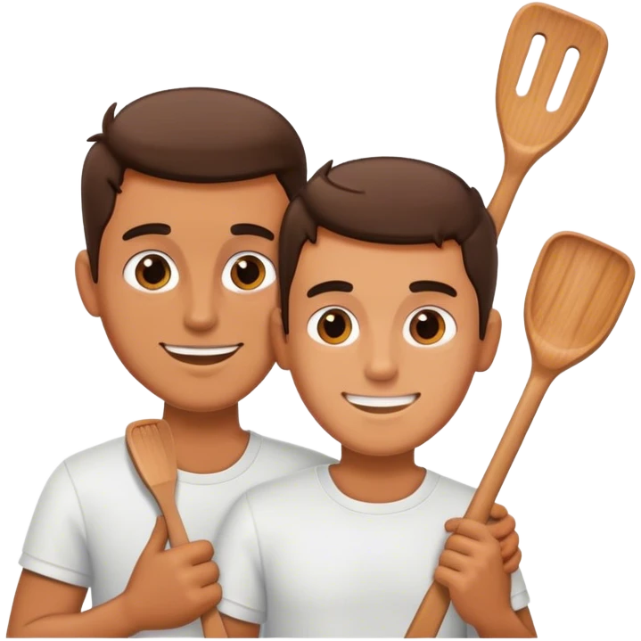 Two guys hugging a spatula emoji