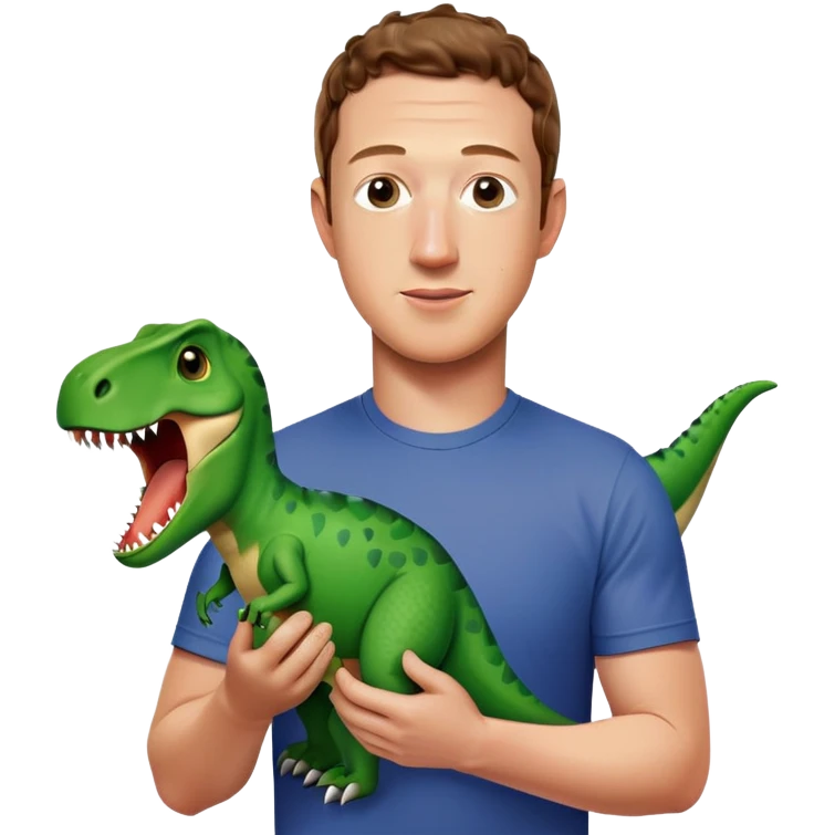 Mark Zuckerberg holding a trex emoji