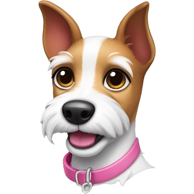  sticker of a mini fox terrier with a pink collar, solid colour fur, inspired by the style of “Lady and the Tramp.” emoji