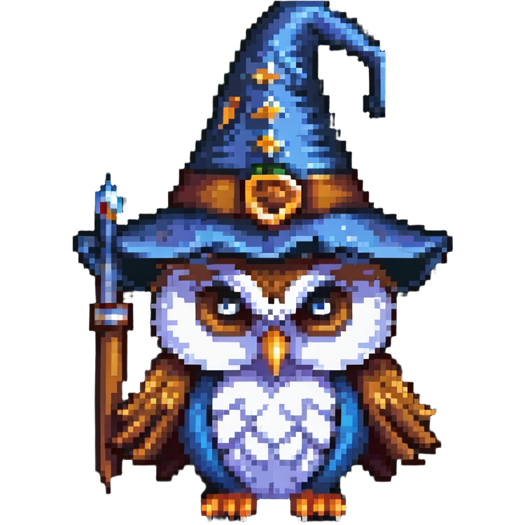 Owl with a wizard hat emoji