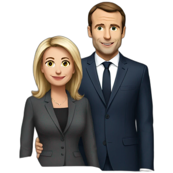 Macron avec sa femme Brigitte emoji