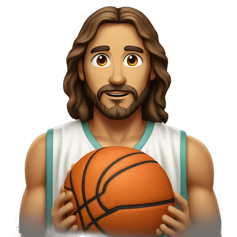Jesus qui joue au basket-ball not a close up byrealistic face emoji