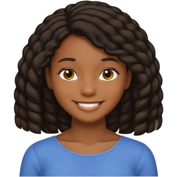 Generate an emoji of a black girl with coily shoulder length hair emoji
