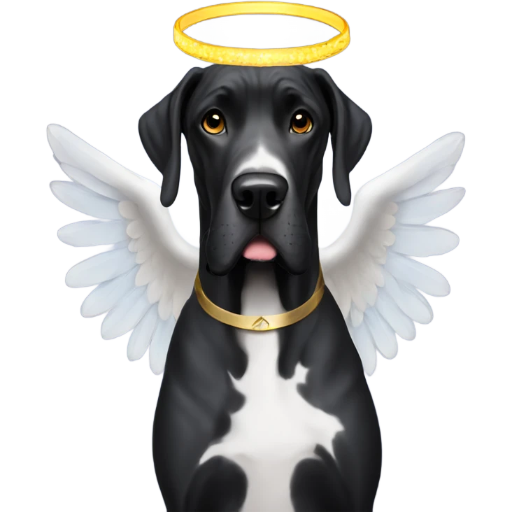 Black Great Dane with angel halo emoji