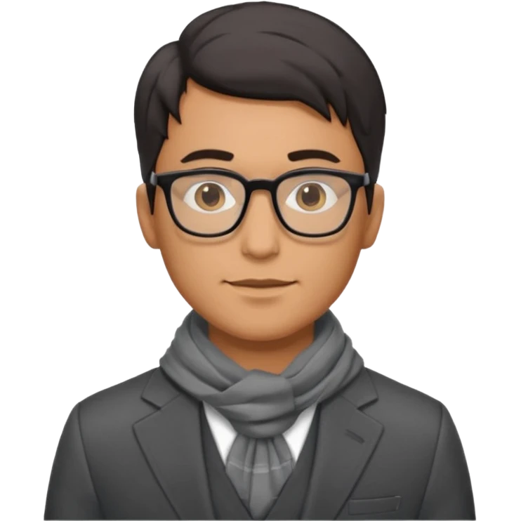 gray scarf male dark hair with suit glasses emoji