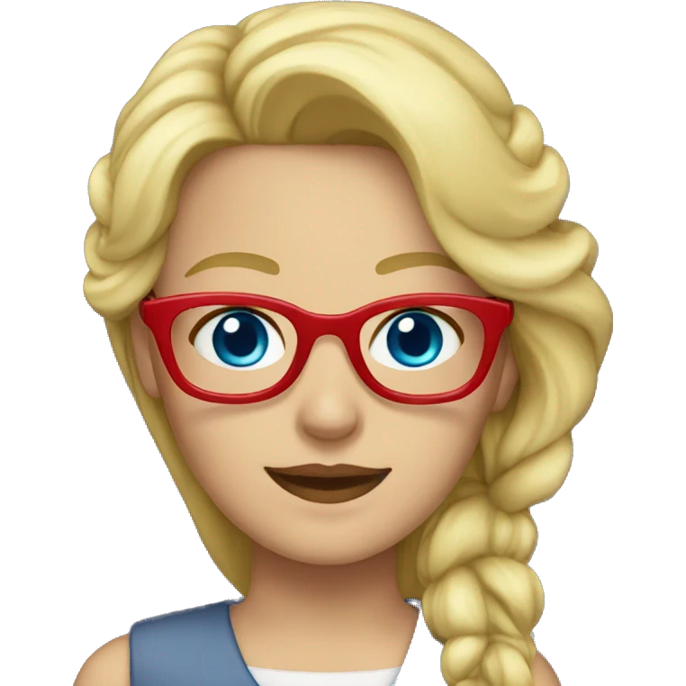 blonde teacher red glasses blue eyes emoji