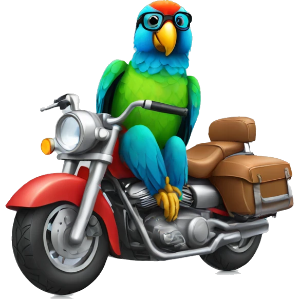 parrot with glasses on motorbike emoji