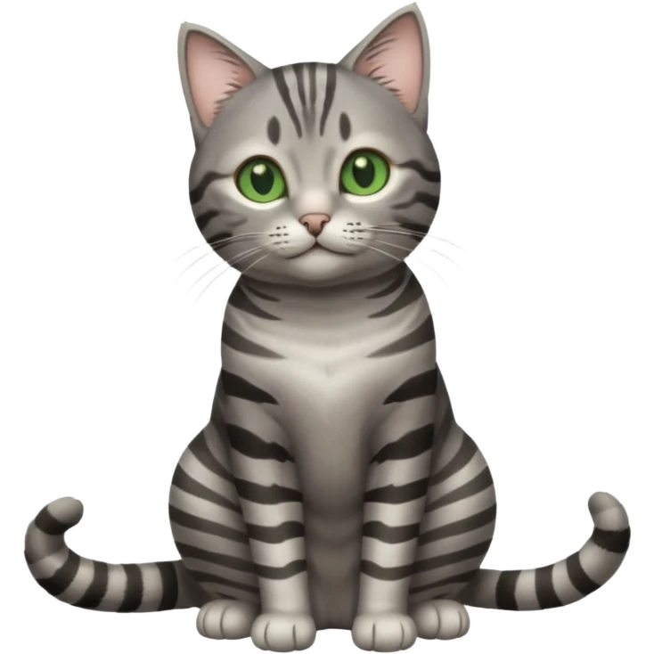 A high-resolution photo-realistic digital illustration of a grey tabby cat, chest upward emoji
