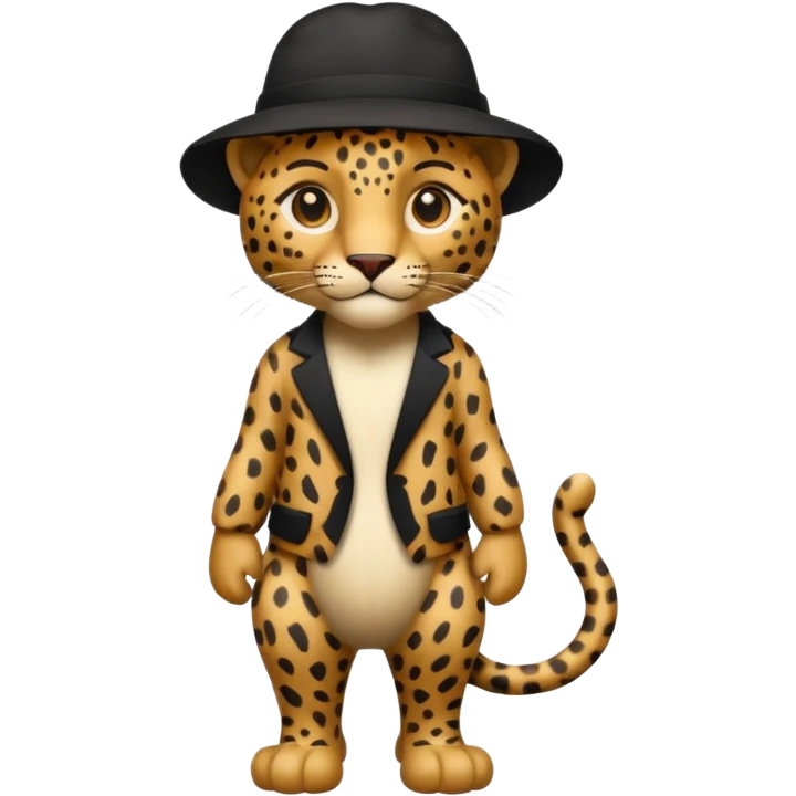 full body leopard in a black hat emoji
