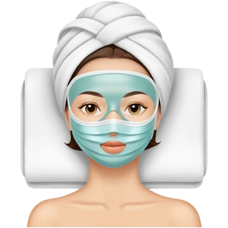 Lady with face mask spa beauty full face relaxing emoji
