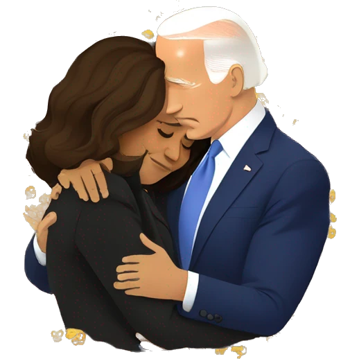 Joe Biden and Kamala Harris hugging in sadness  emoji