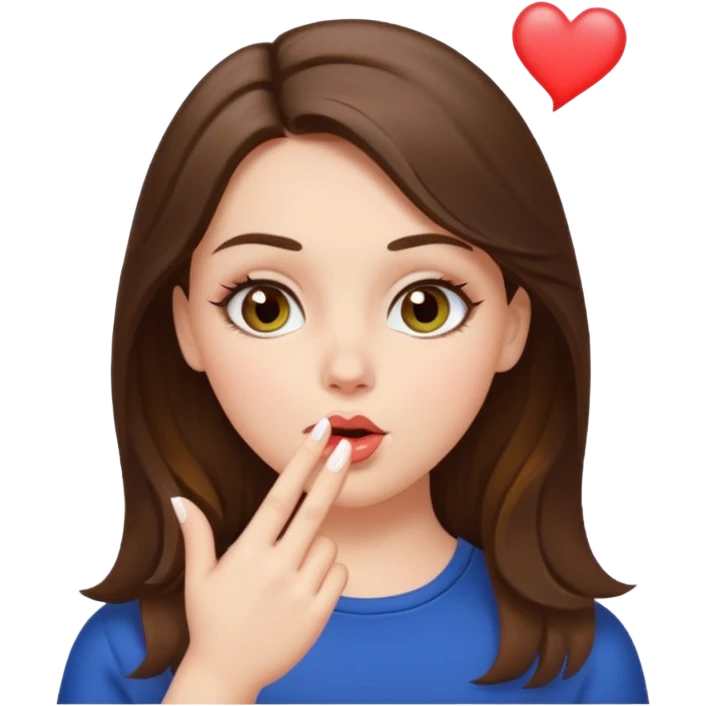 white girl with brunette hair and hazel eyes blowing a kiss emoji