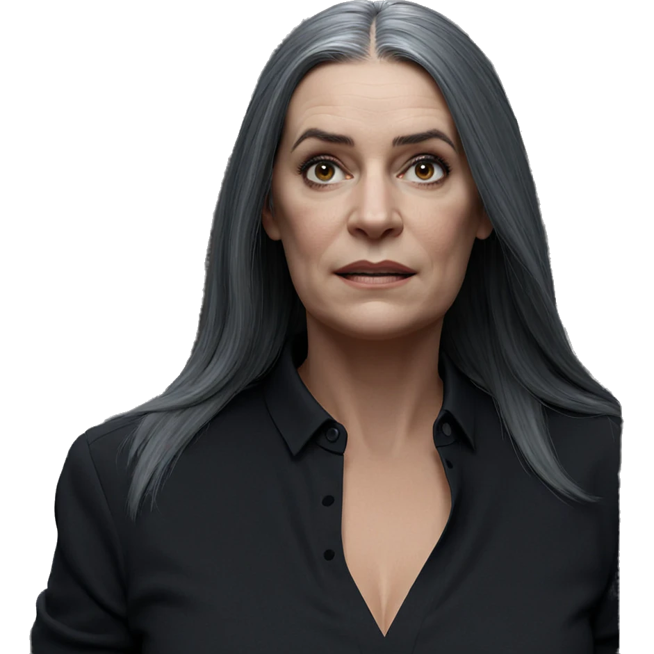 grey haired girl in black emoji