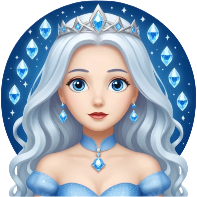 Good Witch of the North from the Wizard of Oz with long white hair, blue eyes, white outfit emoji