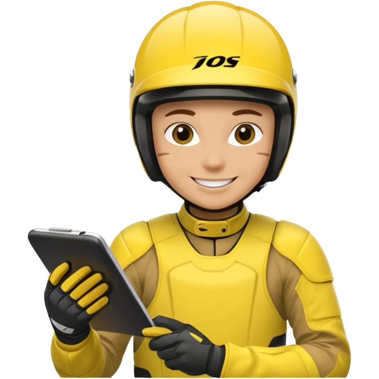 dirtbike rider in yellow gear signing autographs emoji