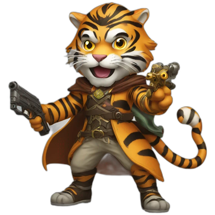 Tiger Wizard with gun emoji