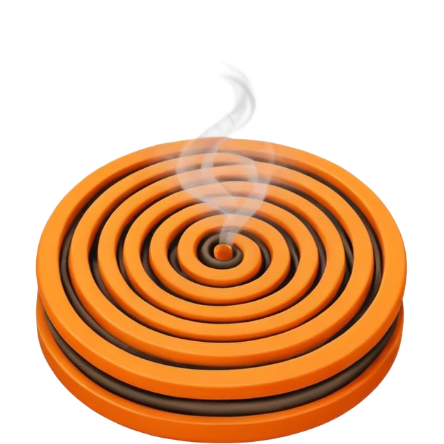 a burning mosquito coil spinning in the place of a selling fan. emoji
