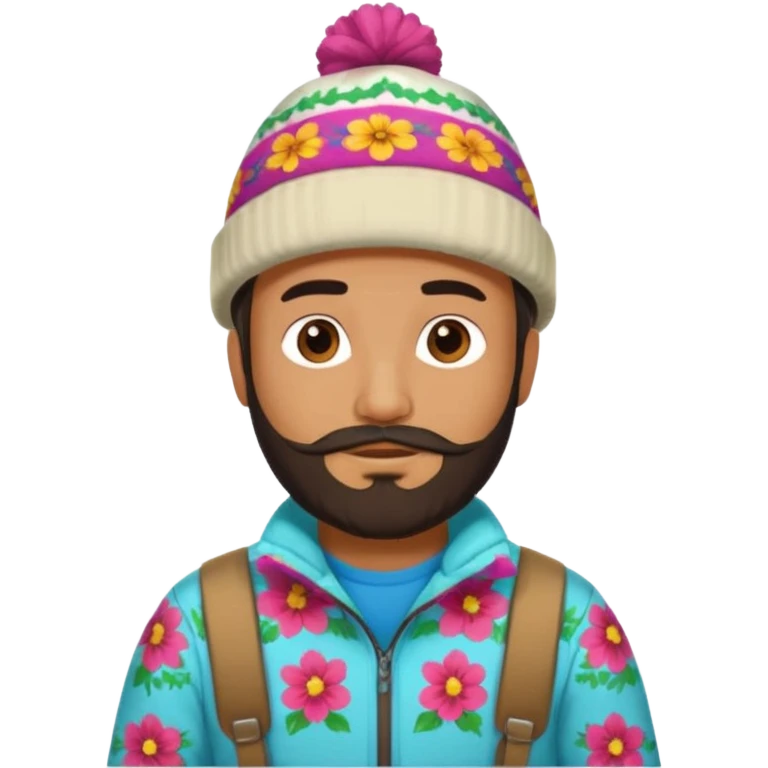 mexican guy with beard, ski hat, flowerd shirt emoji