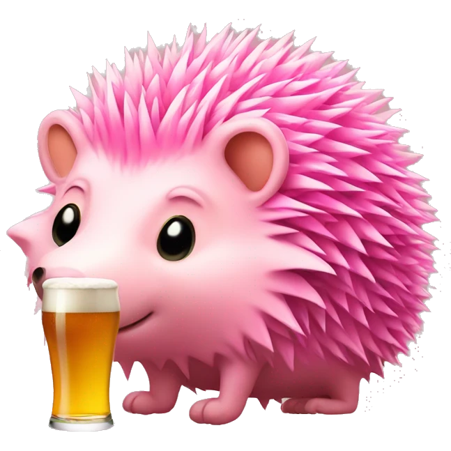 pink hedgehog with beer emoji emoji