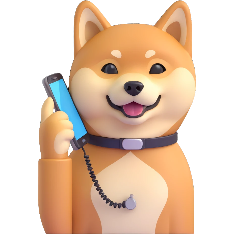 shiba inu calling on phone emoji