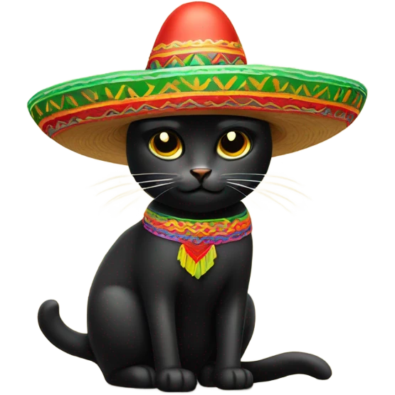 black cat with mexican hat  emoji