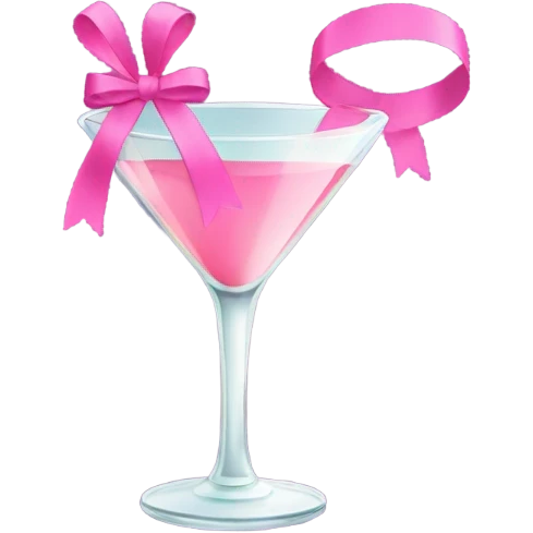 Cocktail glass with pink ribbon emoji