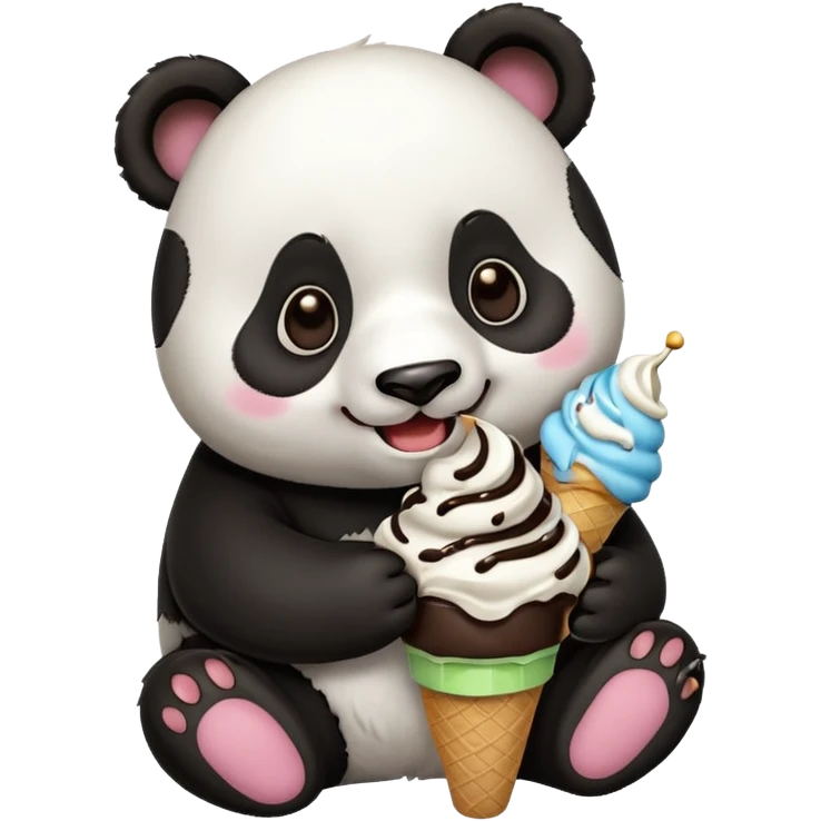 Panda eating ice cream emoji