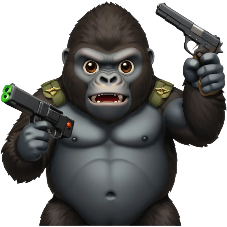 A gorilla holding a gun in the air with a Xbox controller  emoji
