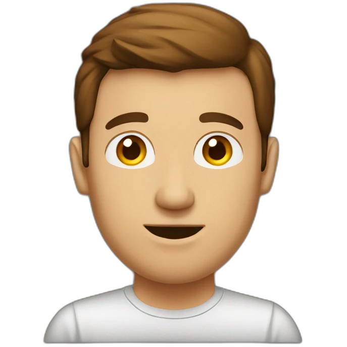 a guy with brown hair behind a laptop emoji