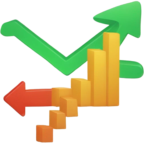 A graph with a falling arrow, representing declining sales. emoji