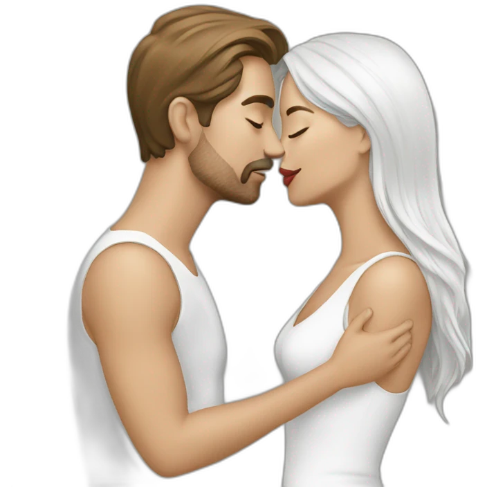 men kiss women white emoji