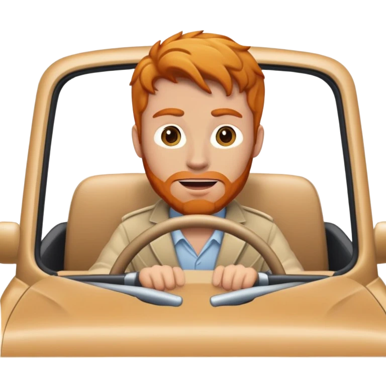 Ginger man driving emoji