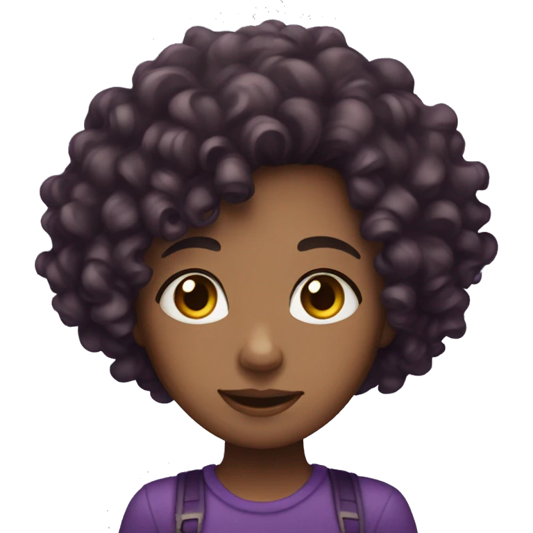 Cute girl with dark purple curly hair emoji